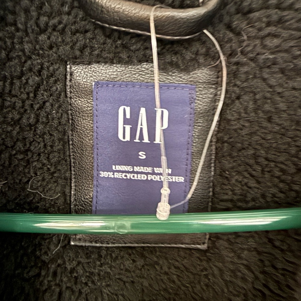 GAP Sherpa Lined Moto Jacket Black - Picture 4 of 7